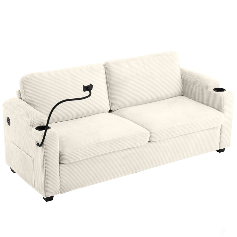 Canapé-lit 72,8 po avec matelas double, Beige