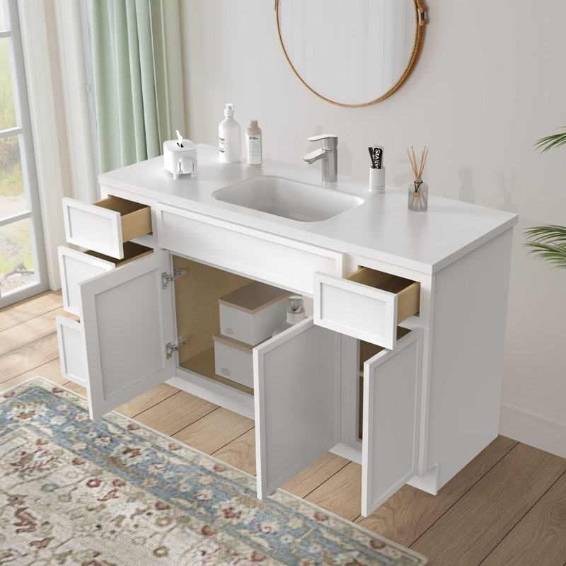 57'' Single Bathroom Vanity Base Only, White