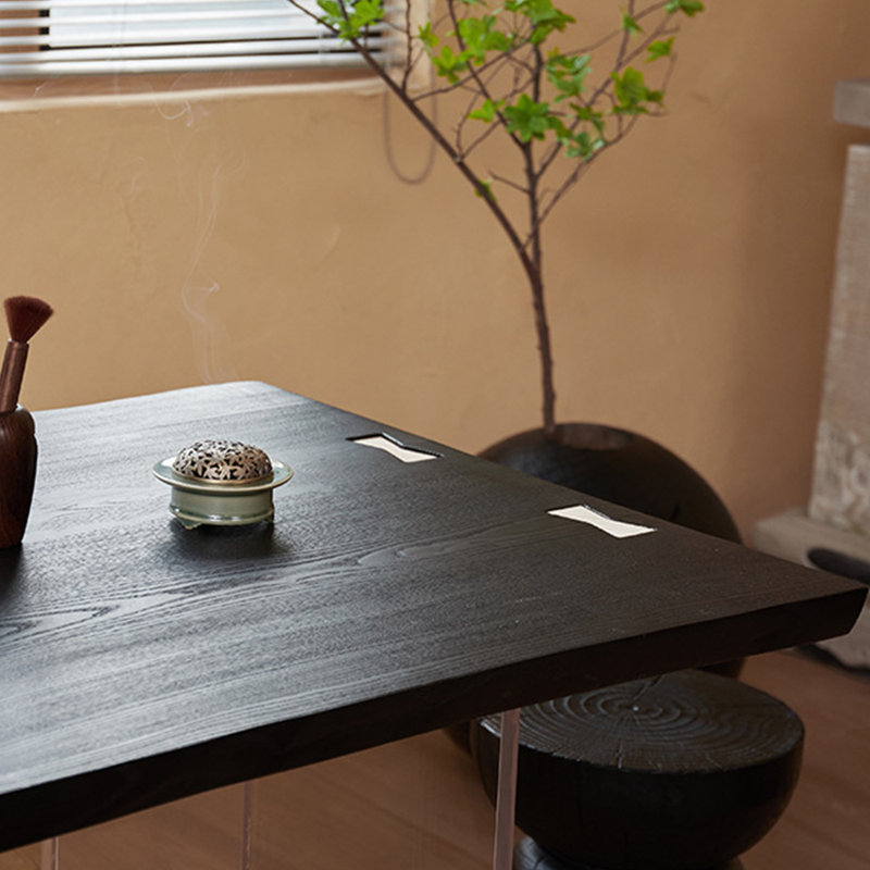 Modern black solid wood acrylic table set, 29.5"H x 78.7"L x 35.4"W