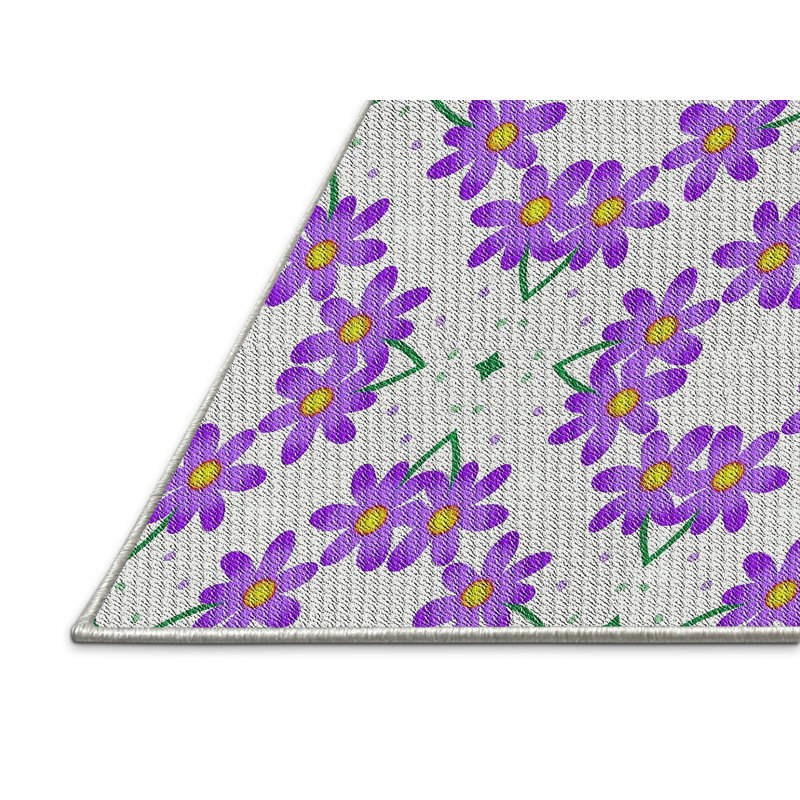 Tapis mauve/vert à tisser électrique, Rectangle 7 pi x 9 pi