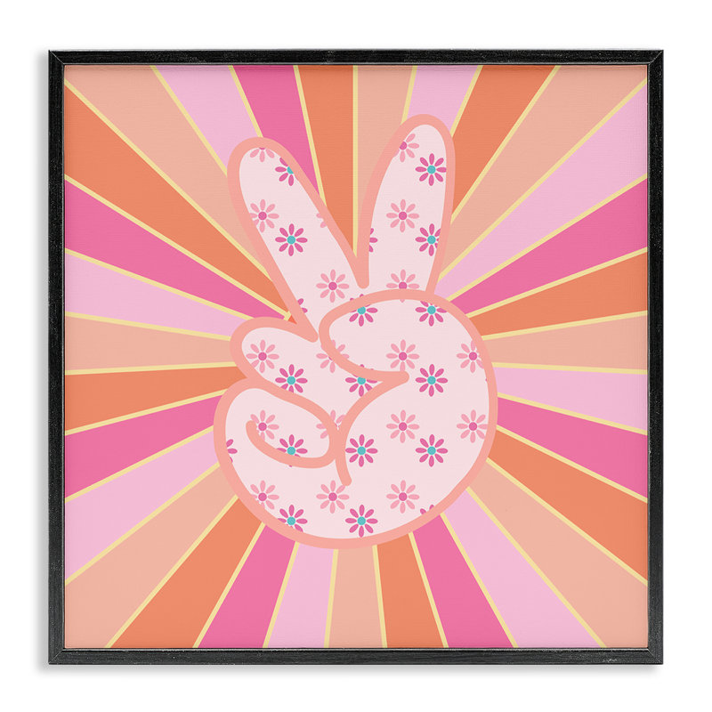 Giclée encadrée à la main «Beaming Peace», conception par Jesse Keith, Giclée encadrée noir minuit, H 24 po x l 24 po