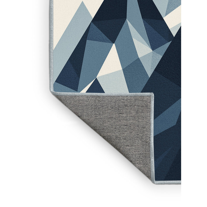 Tapis géométrique beige lavable à la machine Peksenak, Carré 7 pi