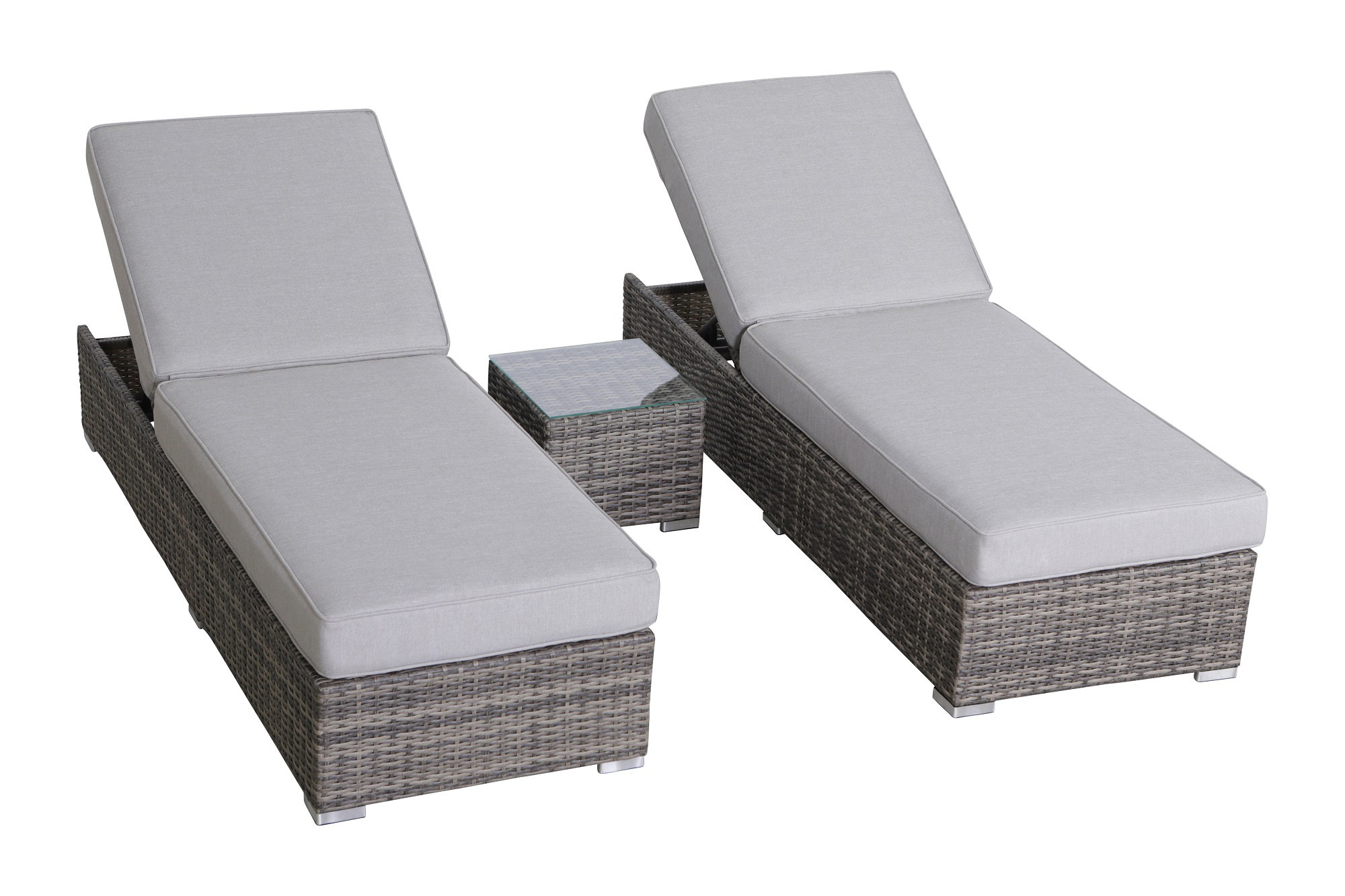 Beaminster Fully Assembled Outdoor Wicker Chaise Lounge Set with Table