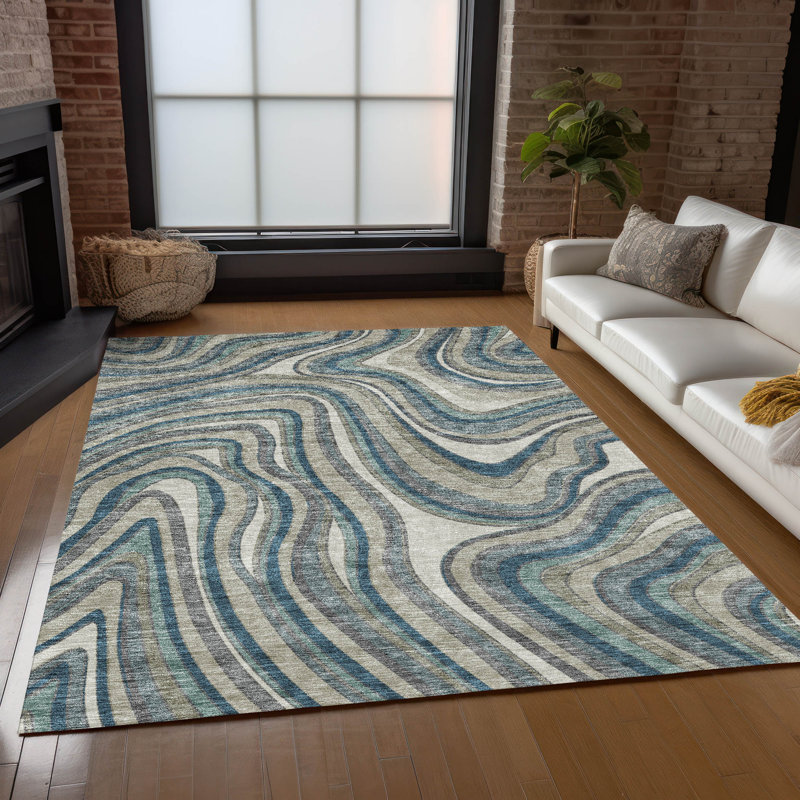 Lamanna Washable Abstract Indoor / Outdoor Rug, Rectangle 5' x 7'6"