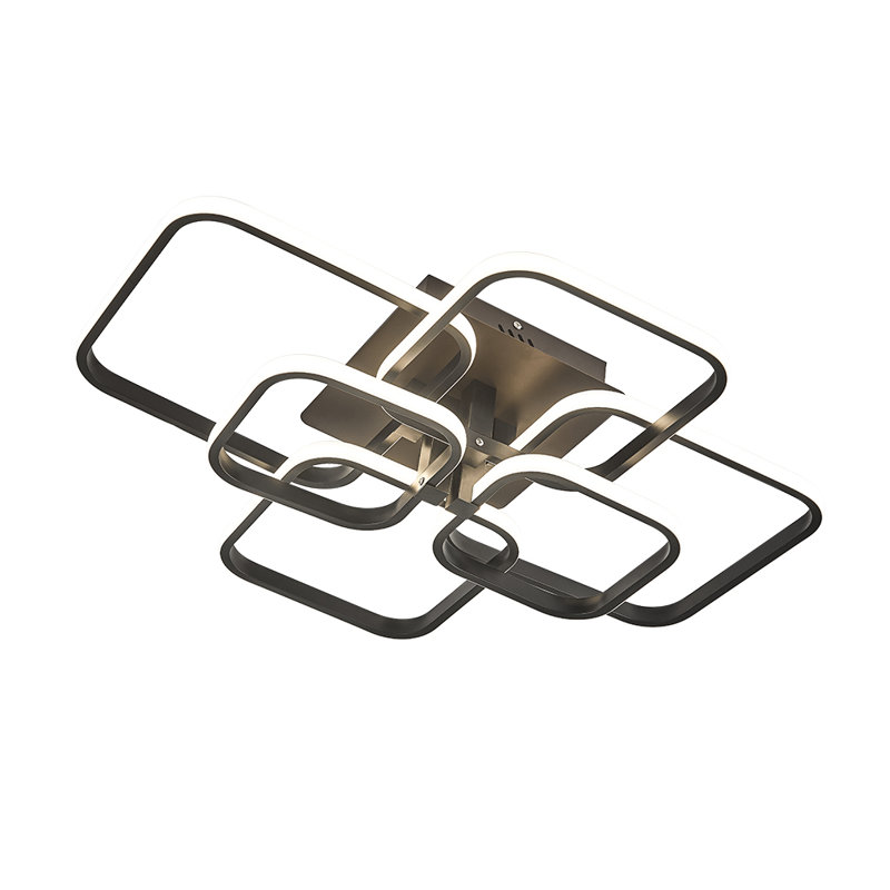 framed square 6-head modern ceiling light, Bronze