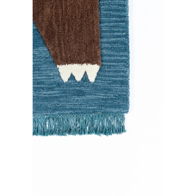 Rectangle Animal Print Handmade Wool Rug, Rectangle 5' x 7'