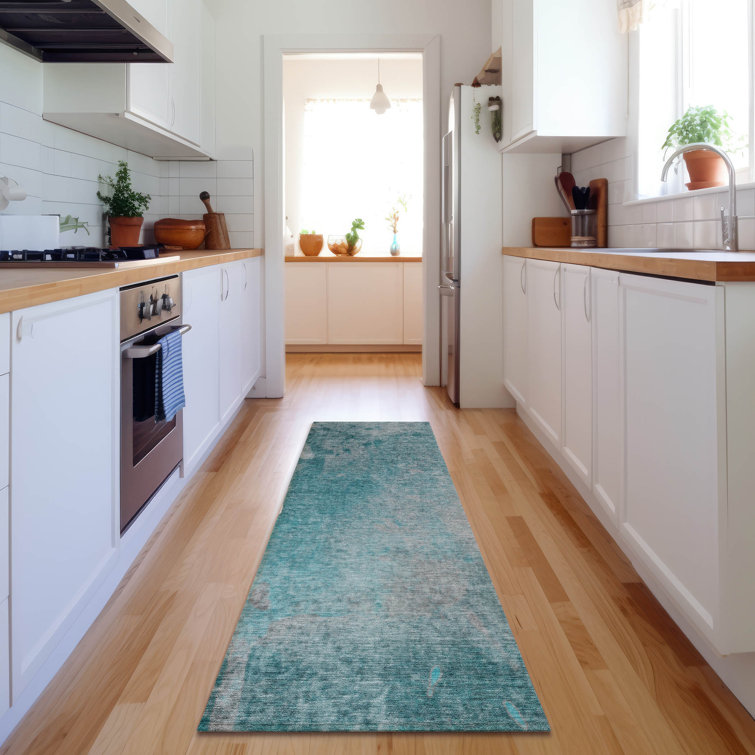 Premium Machine Washable Cerrito AMF562 Teal Rug