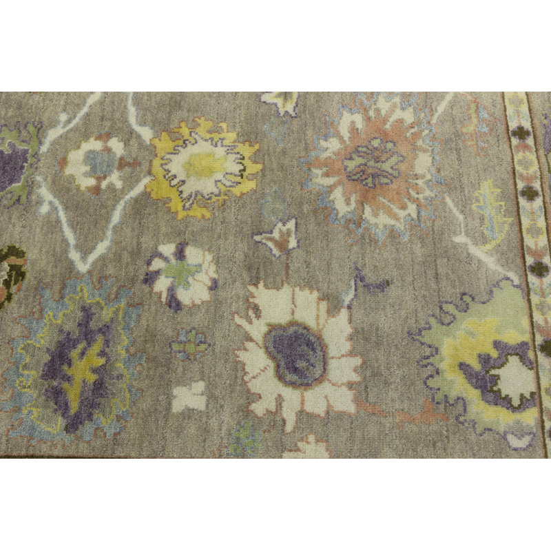 Colorfast Floral Wool Area Oriental Rug, Rectangle 7'10" x 9'11"