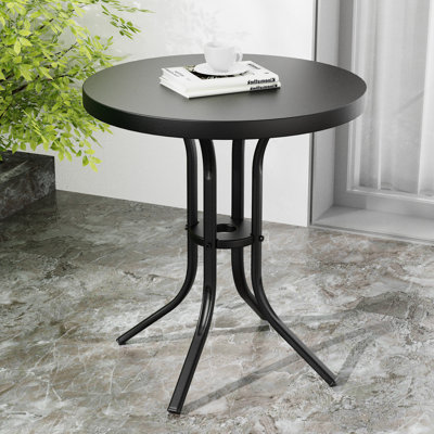Round Patio Patio Side table with Powder Coating Frame for Outdoor