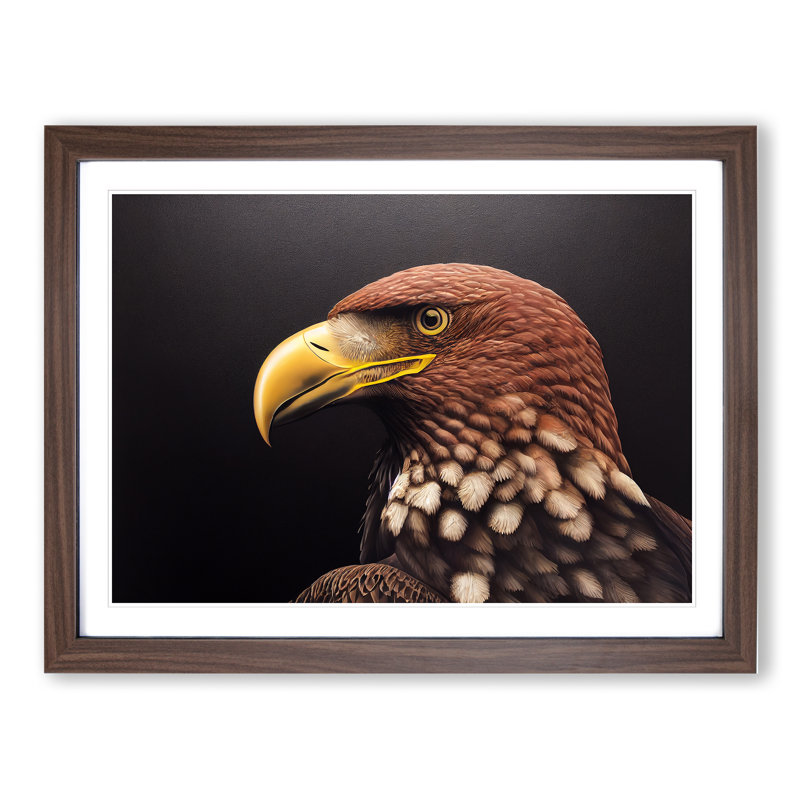 Euphoric Eagle Bird - Framed Print, 34cm H x 46cm W x 2cm D, Walnut