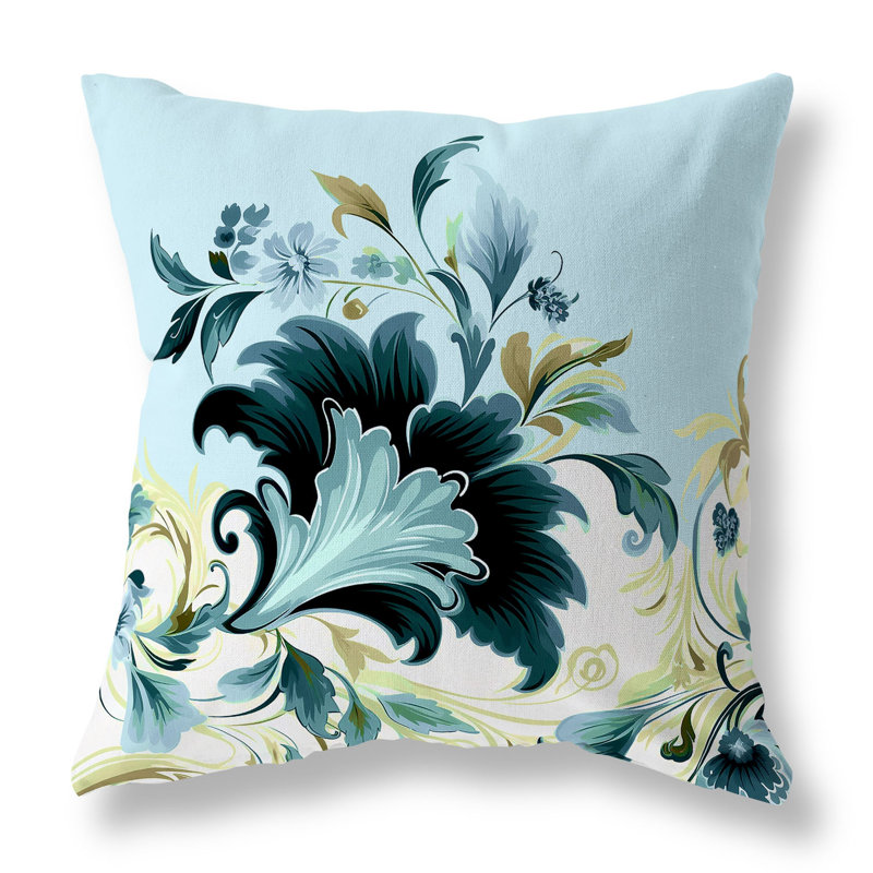Oreiller réversible intérieur / extérieur Damask Hue, H 16 po x l 16 po, Damassé vert