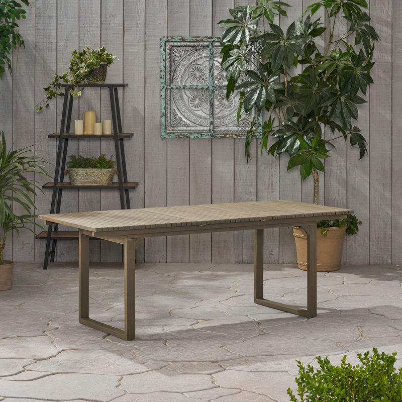 Table de salle à manger d'extérieur extensible en bois d'acacia, gris