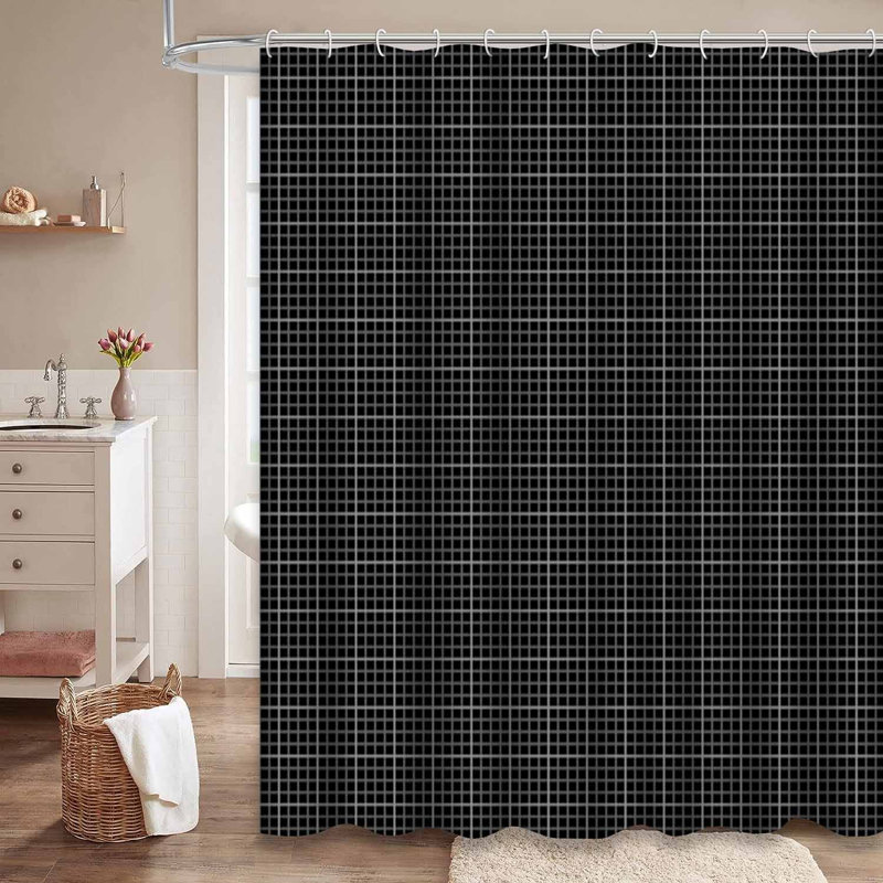 Rideau de douche abstrait à motif abstrait blanc avec 12 crochets, L 72 po x l 72 po