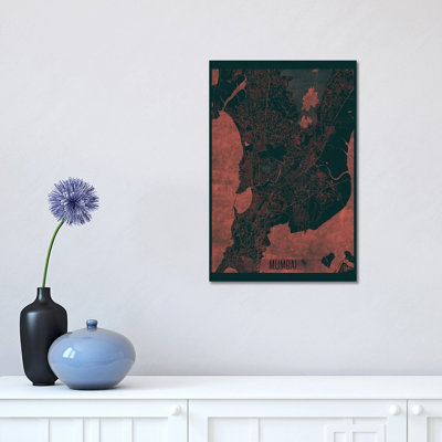 Mumbai Infrared Urban Blueprint Map by Hubert Roguski - Wrapped Canvas Print