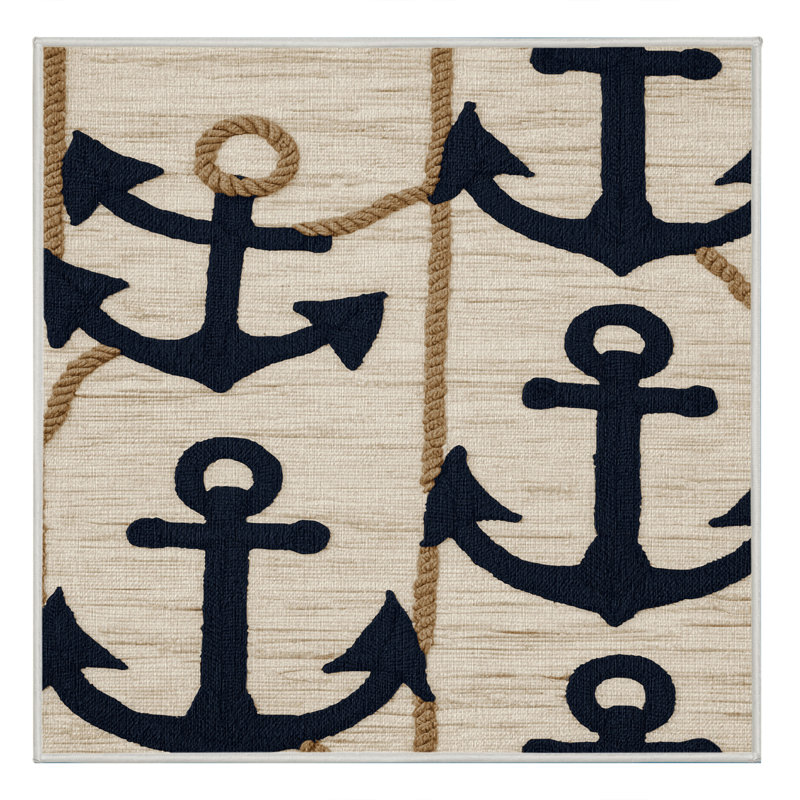 Washable Anchor Classic Coastal Area Rug, Square 7'