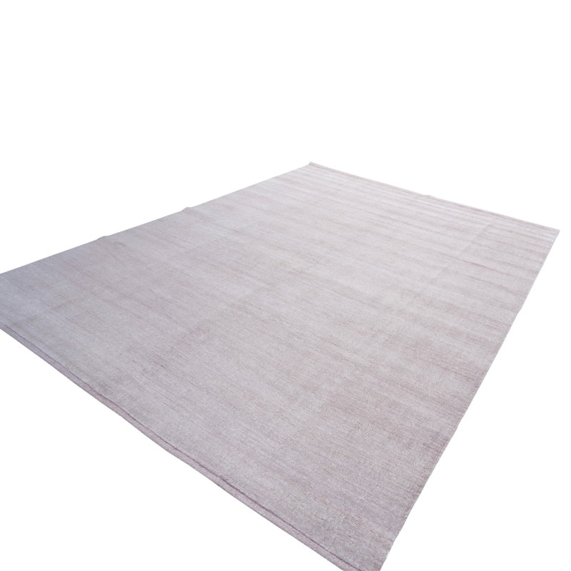 Solid Saree Silk Rug, Soft Pink, Rectangle 9' x 12'