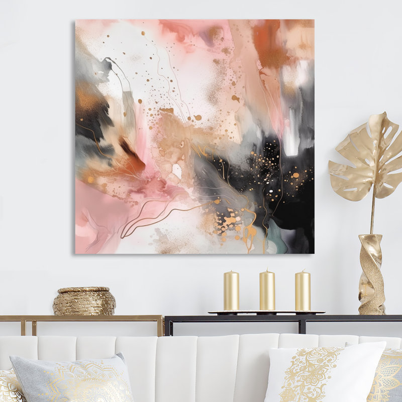 Glam Abstract Wall Decor on Metal, 16" H x 16" W x 1" D