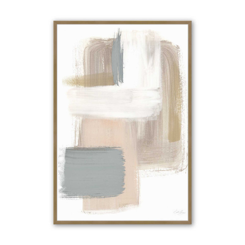 «Beige Ballet V1» sur papier, Cadre doré brossé, H 25,25 po x l 19,25 po