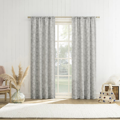 Koda Woven Jacquard Leaf Semi-Sheer Rod Pocket Curtain Panel
