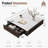 34'' Square Coffee Table, Central Table with 1 Drawer and Vertical Wood Strip Decoration, No Assembly Needed