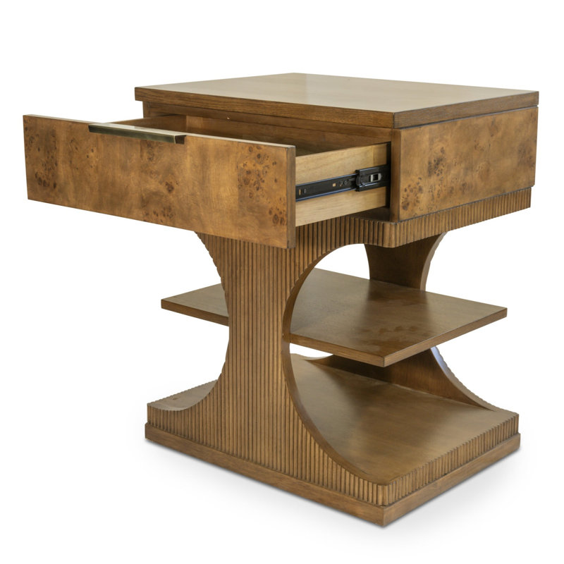 Manhattan Valley - Table de chevet décorative 1 tiroir - Finition châtaignier rétro, Brun/bronze