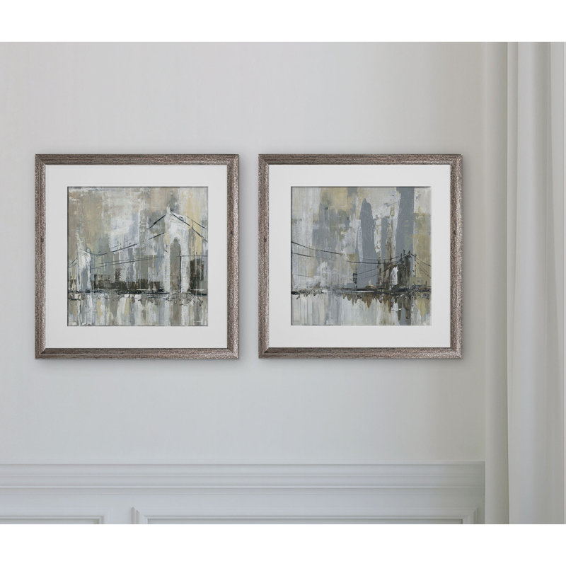 « midtown bridge », ensemble de 2 reproductions encadrées, Cadre brun
