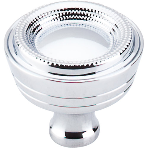 Beaded 1 5/16" Diameter Round Knob, Polished Chrome