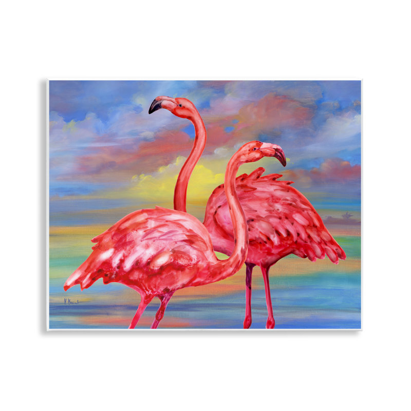 "Rainbow Sunset", art mural de flamants roses par Paul Brent
