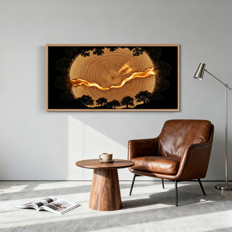 Tableau encadré sur toile représentant un arbre en bois (1 pièce), 122 x 61 cm, 48 x 24 pouces