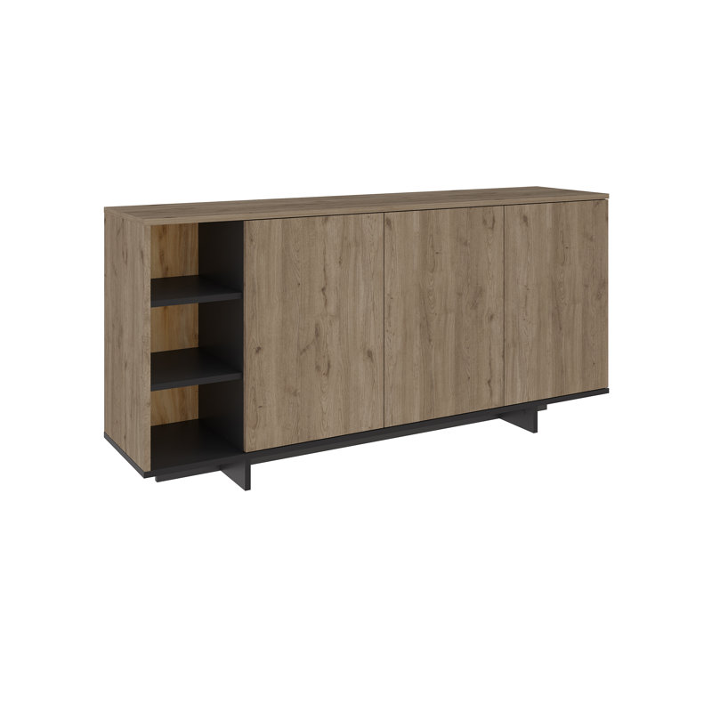 170cm Console Table, Natural Oak/Silk Grey Black