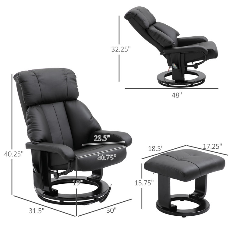 Faux Leather Reclining Heated Massage Chair Latitude Run Upholstery Color: Black Faux Leather