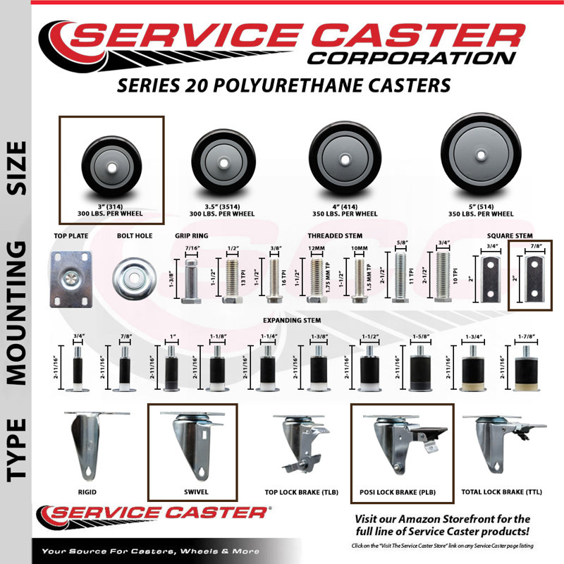 Polyurethane Casters, Black