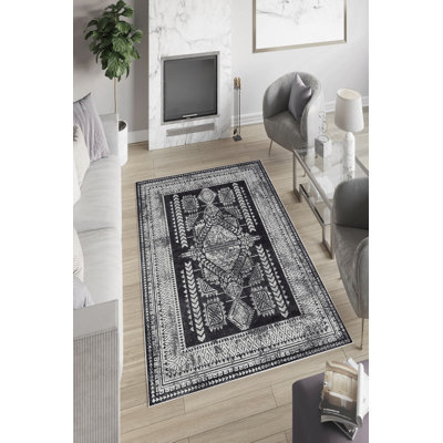 Stylish Hall Carpet (3.3 x 6.6 ft), 100% Polyester, 650 g/m² | Antibacterial, Eco-Friendly, Non-Slip PVC Dot Underside, 0.2 in Pile Height | Machine Washable, Perfect for Living Rooms & Entryways, Durable & Easy Care