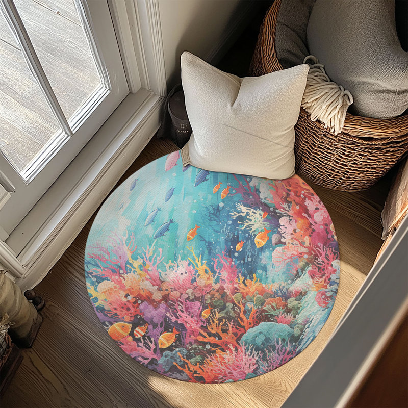 Ocean Horizon Braided Rug, Round 5'