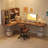Nut-brown L-Shaped Solid Wood writing desk-118342506-118342509