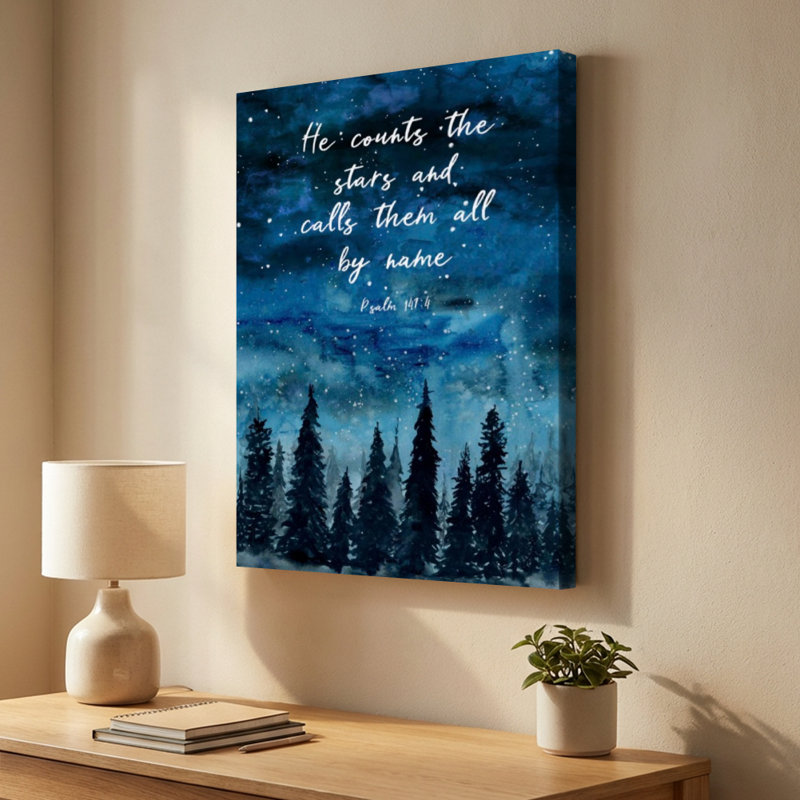«He Countes the Stars Night Sky», art sur toile tendue - H 36 po x l 24 po