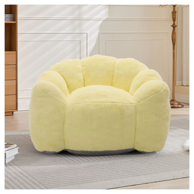 Fauteuil à billes jaune en fausse fourrure