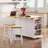 Large Kitchen Island with Drop Leaf,Power Outlet,Door Internal Storage Rack-1315239694