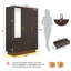 Armoire 3 portes avec 2 tiroirs et tablettes et lumières DEL-103491116