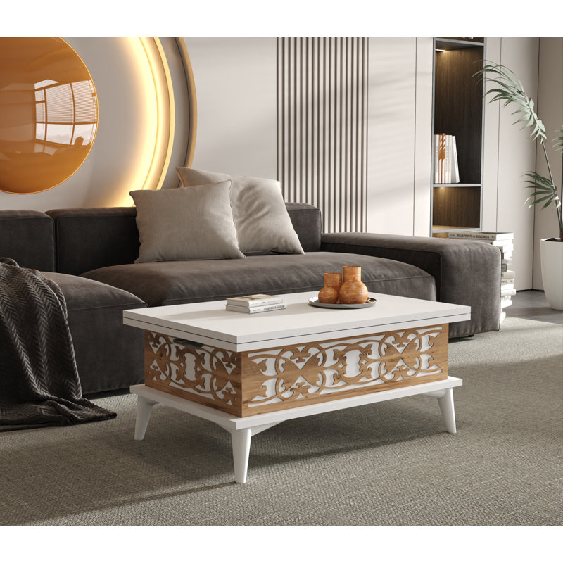 Niverville Lift Top Four Leg Coffee Table with Storage