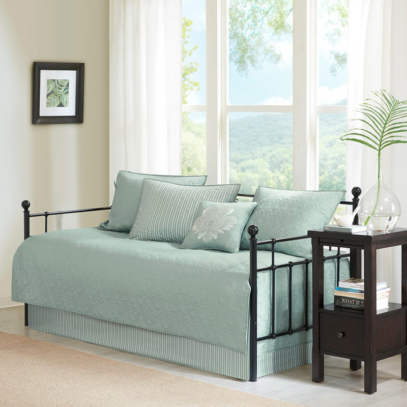 Housse de lit de jour 6 lits simples - avec housse, 3 taies décoratives et coussin décoratif 6 pièces