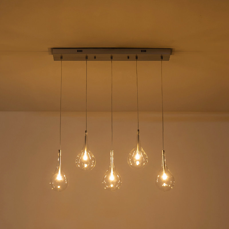 Eathyn 5-Light Teardrop Glass Kitchen Island Pendant