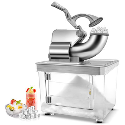 Commercial Ice Crusher 600lbs/h, 350w Electric Ice Shaver Snow Cone Machine With Dual Blades, 34l Large Storage Bin