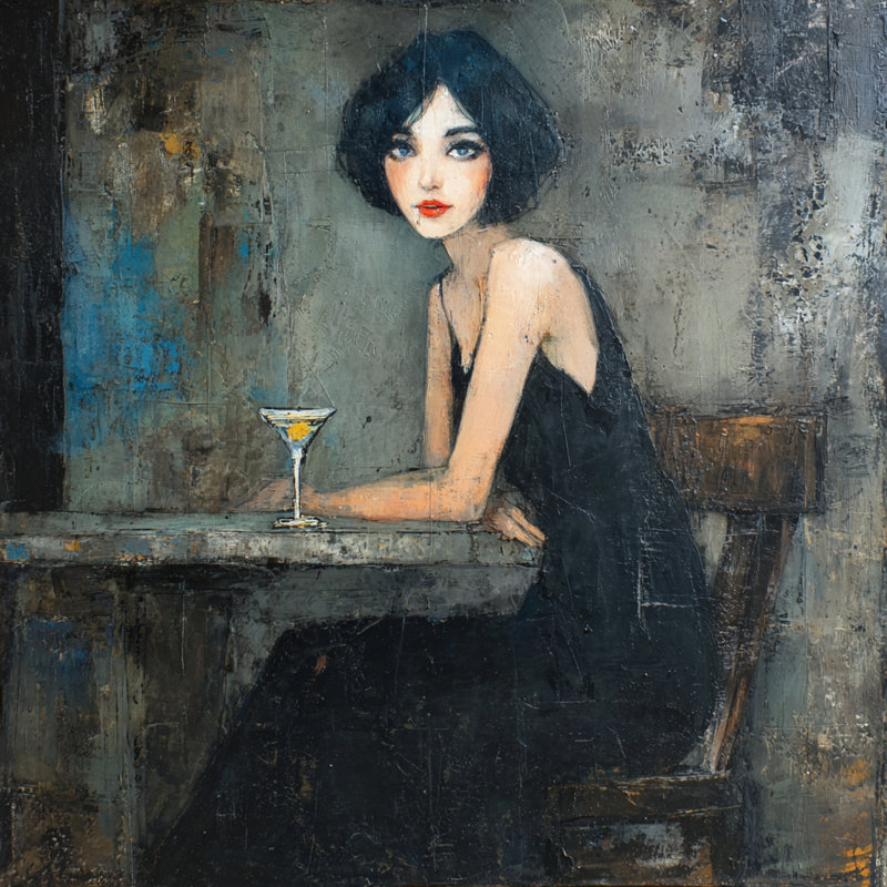 Chic Reflections - Femme élégante à la table basse