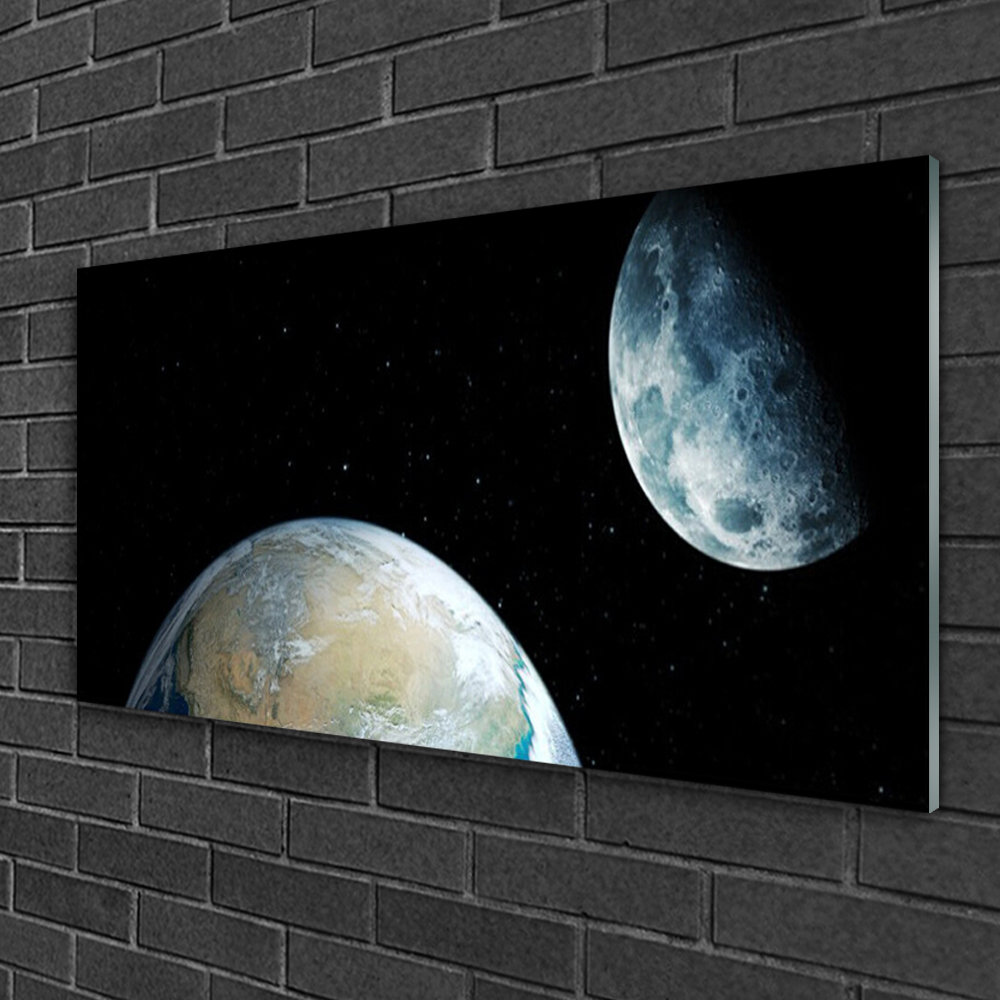 Glasbild Universum Mond Erde Weltraum