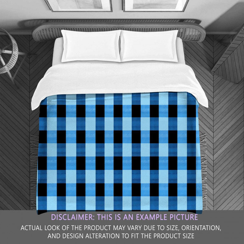 Gingham Comforter, Twin Comforter, Black/Blue