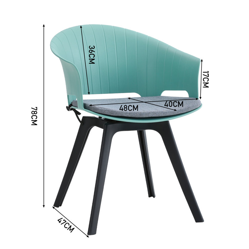 42cm H Upholstered Upholstered Back Side Chair, Blue
