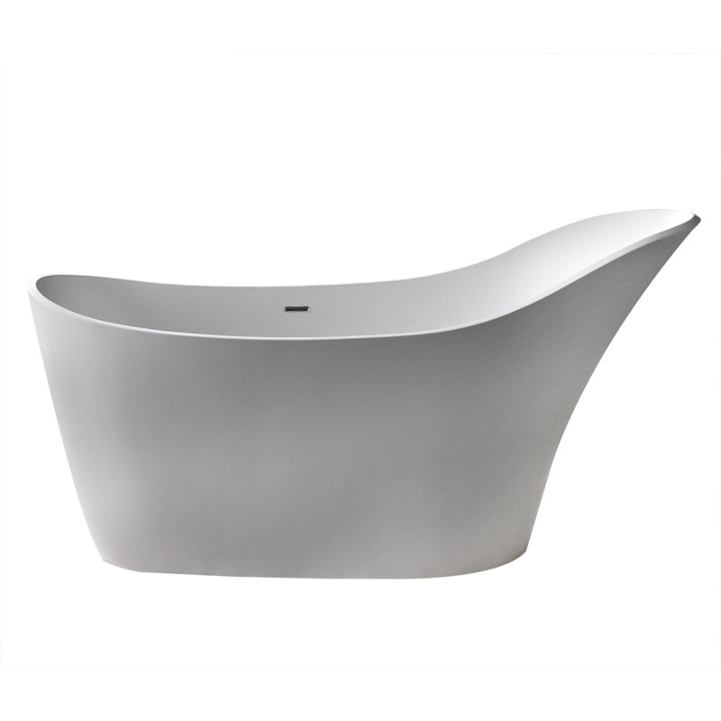 Matte White 90'' Freestanding Solid Surface Bathtub