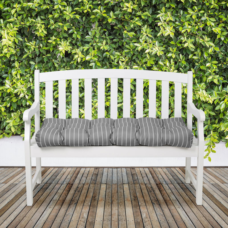 Bergholt Outdoor 5'' Bench Seat Cushion, 48" W x 6.17" D, Moon Mist Stripe