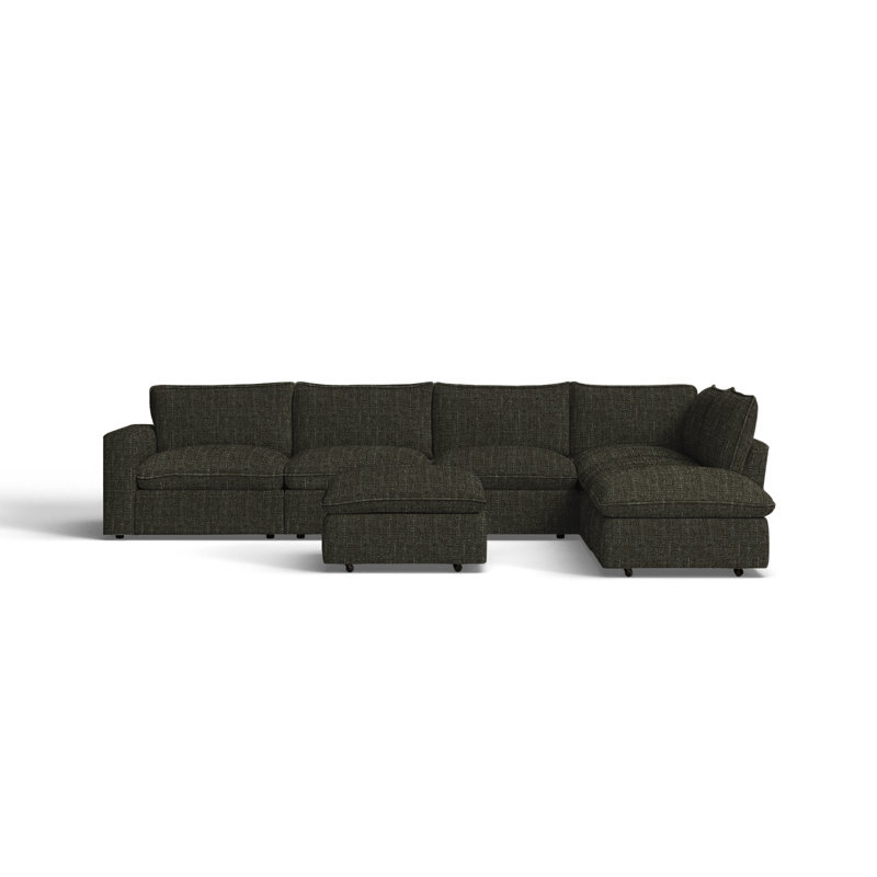 Canapé modulaire de coin avec repose-pieds Zisa, Macarena gris anthracite Performance